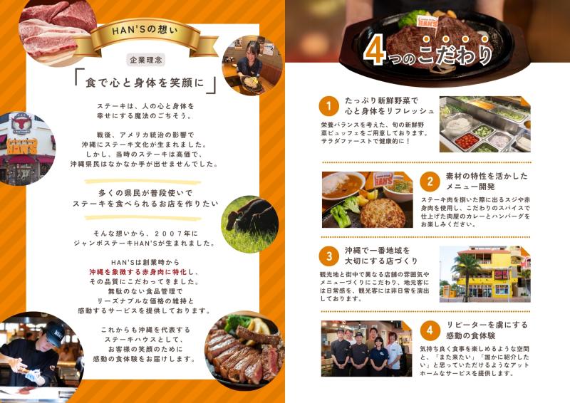 ジャンボステーキ ハンズ様のリーフレットデザイン（中面）